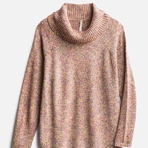 Leo & Nicole Pink and Brown Cowl Turtleneck Sweater